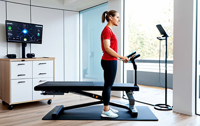 AI-Powered Rehabilitation**
"A patient fully clothed in athletic wear performing a rehabilitation exercise with an AI-powered device providing real-time feedback, modern clinic setting, safe for work, appropriate content, perfect anatomy, natural proportions, professional healthcare setting, well-lit, family-friendly."
**