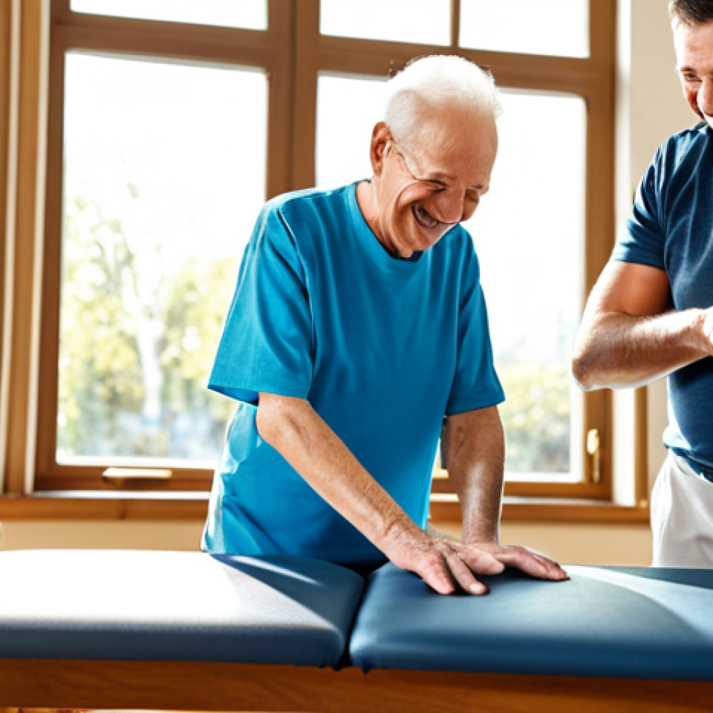 뇌졸중 환자 재활 프로그램 - In-Home Rehabilitation**
A senior man, fully clothed in comfortable attire, practicing grasping exe...